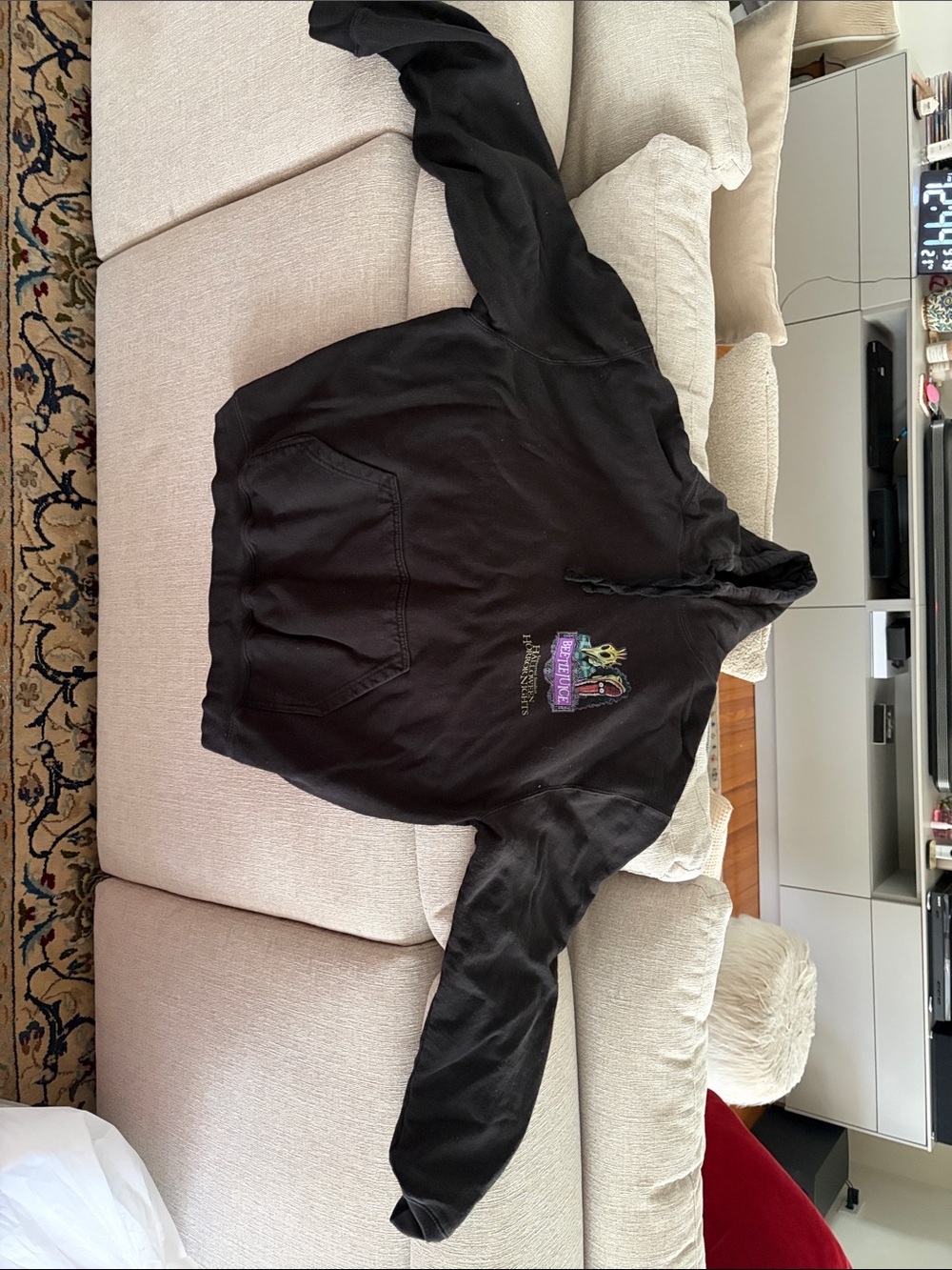 Kids Black Pullover Hoodie with Colorful Logo Graphic